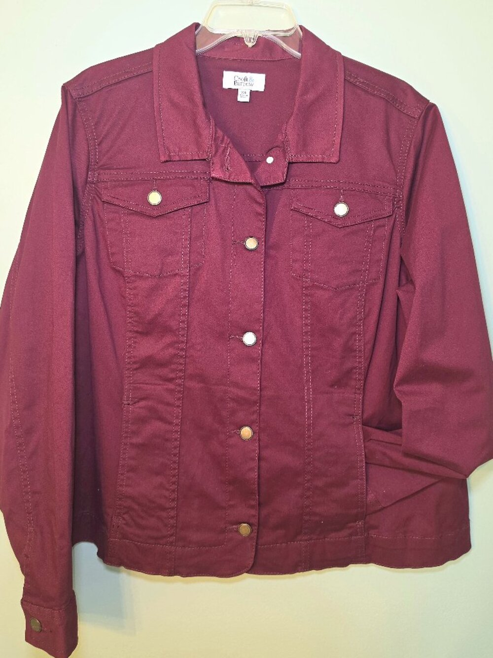 Croft and Barrow Burgundy denim style Trucker Jacket XXL